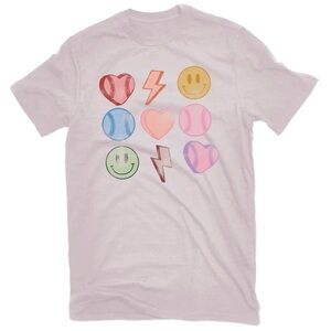 Women's Baseball Hearts Graphic T-shirt: Women’s size Small